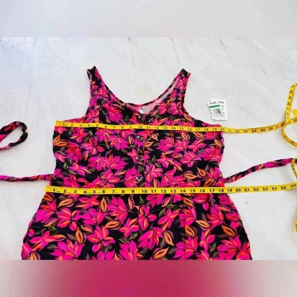 Kensie Tropical Floral Coral Combo Jumpsuit Size Large NWT $68 - Picture 7 of 11